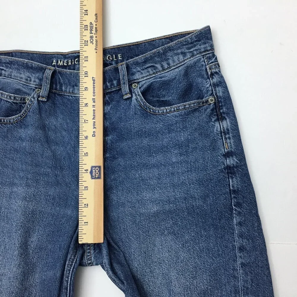 American Eagle '90s Wide Leg Crop Jeans Stretch Distressed size 8s length 23